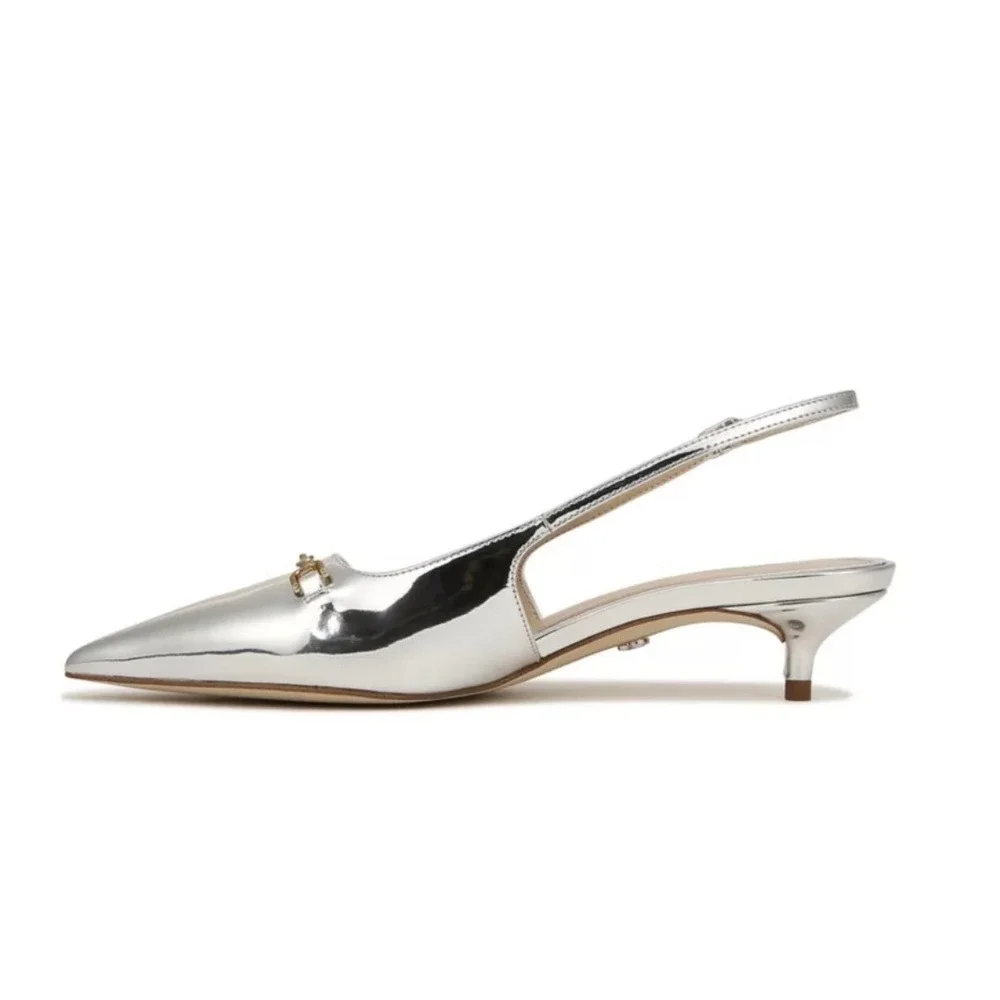 Sam Edelman Fitzgerald Kitten Heels in Silver Size 7.5 - Picture 3 of 12